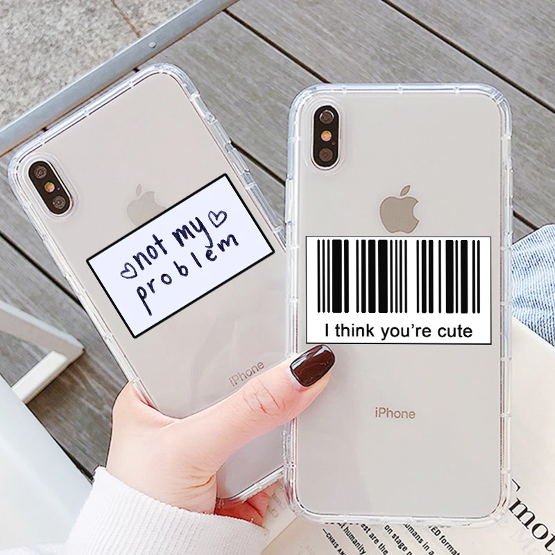 Transparent Phone Case For iPhone 11 Pro Max XR XS Max X XS Case Cover Luxury Soft Tpu Cover for iPhone 6 7p 8p 5 s se Letters