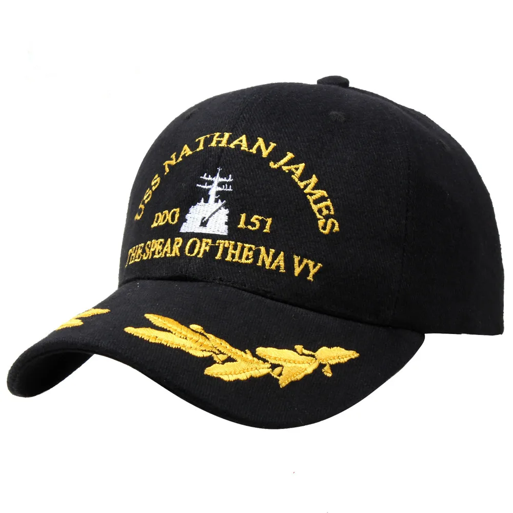 Высокое качество Американский США темно-синие Шапки военные повседневные бейсбольные шляпы для мужчин и женщин корабль моряк пилот черный солнцезащитный козырек сувенир - Цвет: Черный