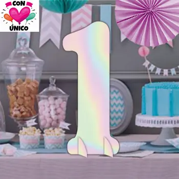 

CONUNICO Iridescent Happy Birthday Party Wedding Party Kids Party Table Decorations Party Supplies EVA Foam Number 1,IR52707