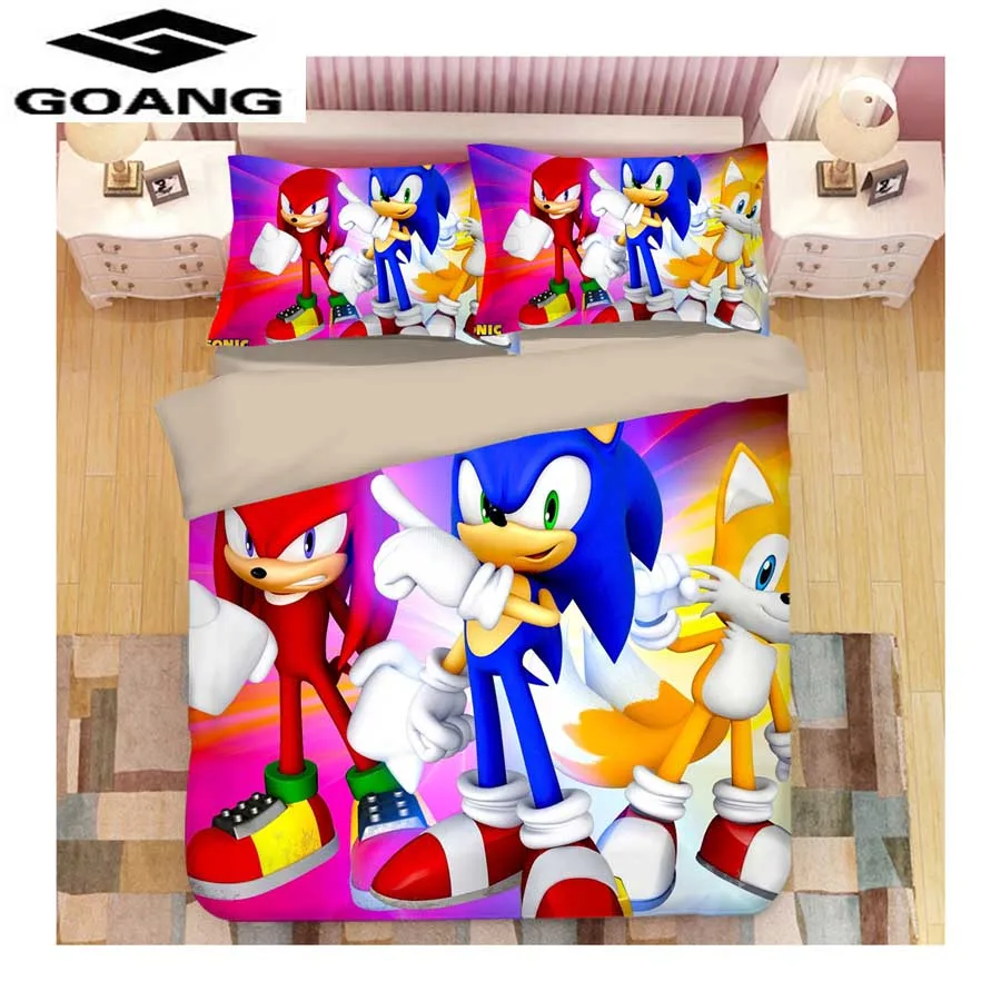 

GOANG luxury bedding sets bed sheet duvet cover and pillowcase Home textiles 3d digital printing boys bedding Sonic The Hedgehog