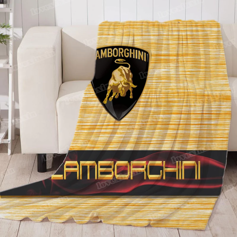Luxury Lamborghini Sports Car Logo Blanket, Plush Warm Blanket for Winter Bedding, Sofa and Plush House Warm Decoration Gifts