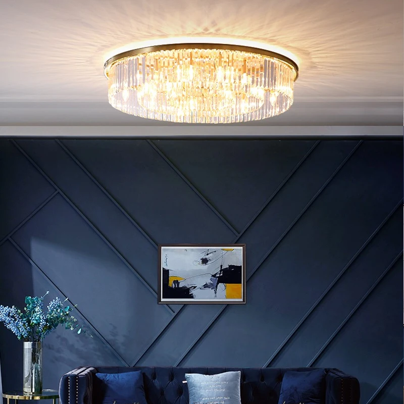 

Luxury modern Gold Copper Chandelier For Living Room Bedroom LED Lustres De Cristal Home Decoration Crystal Lamp