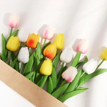

Autumn Simulation PU Tulip Artificial Flowers Photography Wedding Decoration Crafts Flower Mini Tulip Fake Flower Home Decor