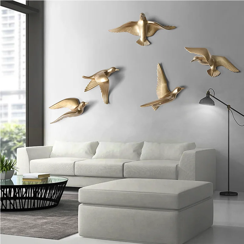 3D Смола Птица Мода стикер стены, статуя животного, фреска, ТВ фон домашний декор, маленькая птица модель украшения