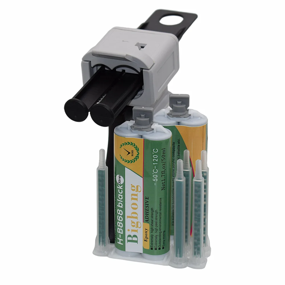 Cola Adesiva Epóxi de Alta Temperatura Ferramentas Pretas ab Glue Gun Bicos de Mistura Estáticos 50ml 1:1 50ml Pcs