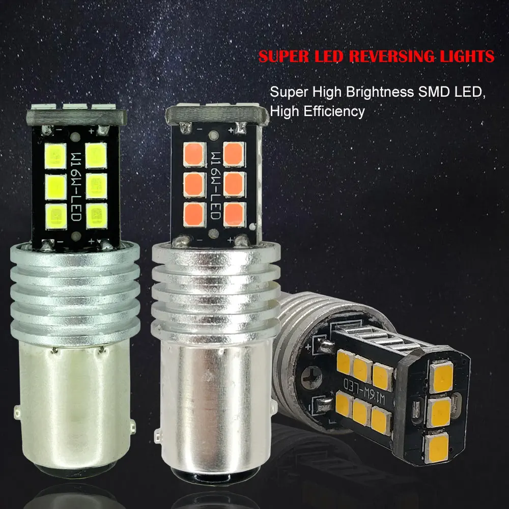 Светодиодная лампа P21W Canbus 1156 BA15S 2 шт. без ошибок 15SMD автомобильная светодиодная