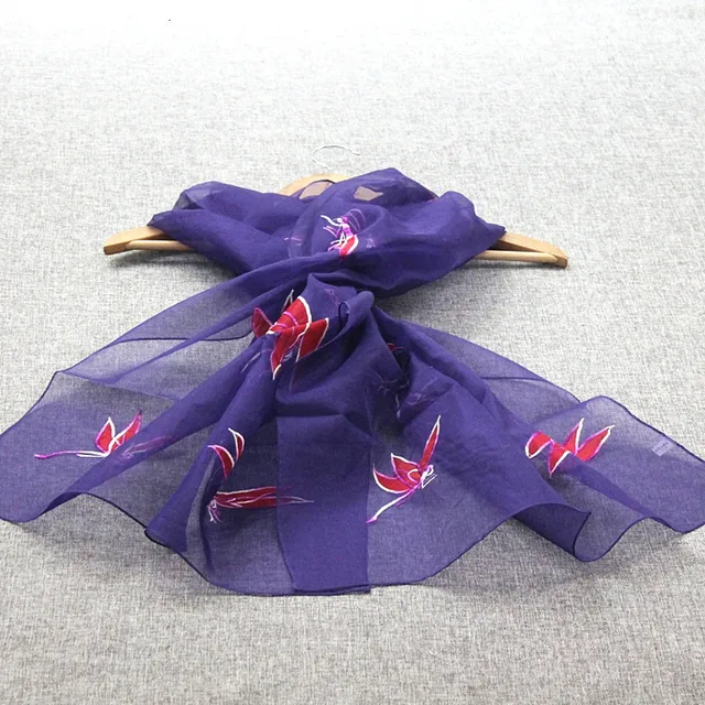 Nagykereskedelem 5 db,#0511 100% Selyem Organza Sál Zsebkendő, Szín: Lila-Kék, Méret: 52*170 Cm - Image 5