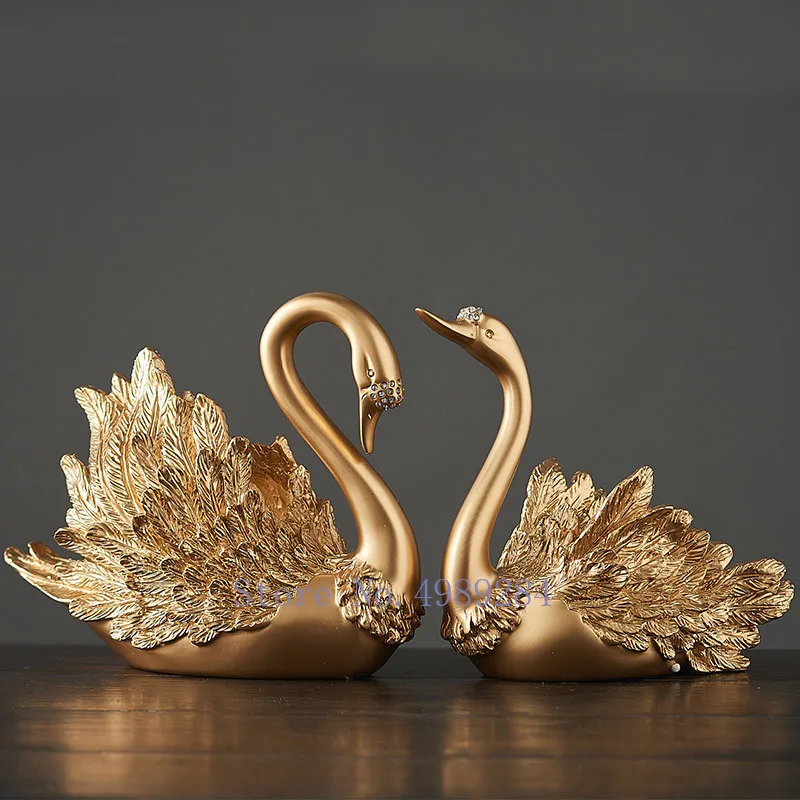 Italian Silver Ceramic Pair of Swan Ornament Figurine Home decor X-mas Gift NEW