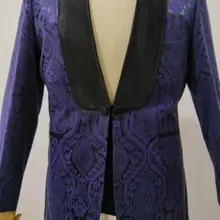 На заказ застежка воротник двубортный синий плед мужской деловой пиджак