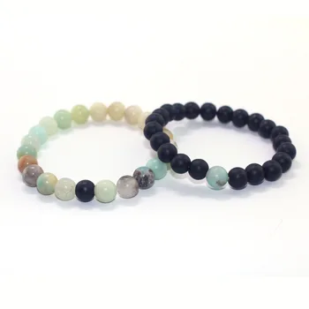 

Retro Simple Men Women Beaded Bracelet Natural Amazon Stone Sandstone Combination Couple Bracelet Pulsera De Mujer Yoga Bracelet