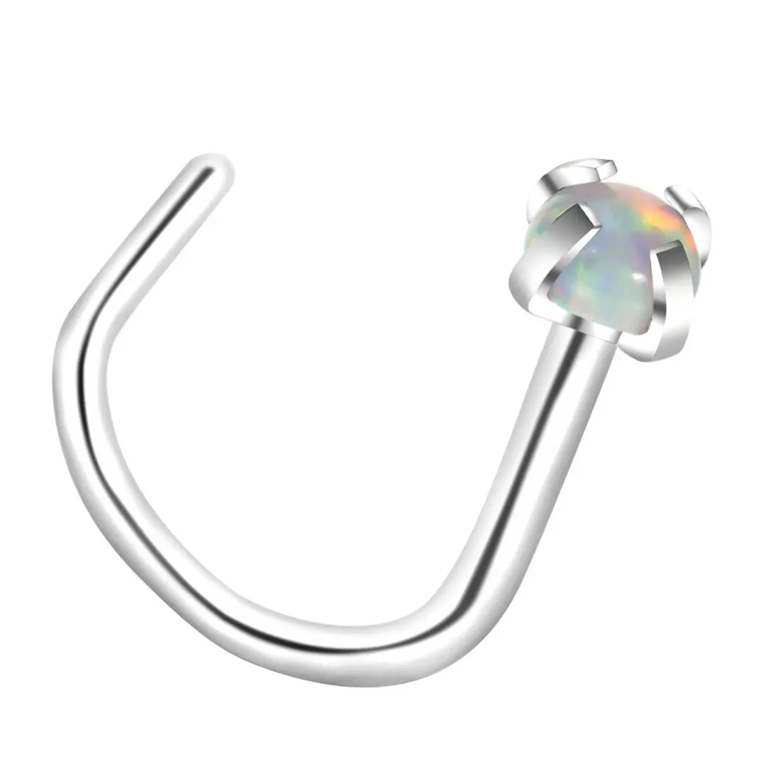 3Pcs/lot Surgical Steel Opal Crystal L Bend Screw Nose Ring Piercing Jewelry For Women Trendy Charm Nose Stud Ring Body Piercing