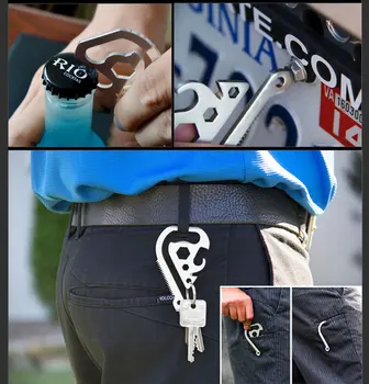 

100 Outdoor EDC gadget multi-function key clip saw bottle opener hexagon wrench belt clip backpack clip Stainless steel key ring