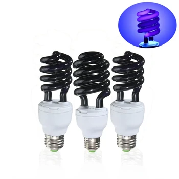 

New UV Ultraviolet Fluorescent CFL Light Bulb E27 15W 20W 30W Spiral Enegy Saving Black Light Lamps Lighting 220V 300-400nm