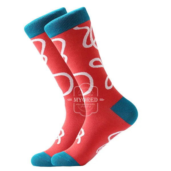 MYORED классические цветные мужские носки в деловом стиле из чесаного хлопка, длинные носки без пятки, подарок на свадьбу, носки для мужчин wo, мужские носки до колена - Цвет: 048B