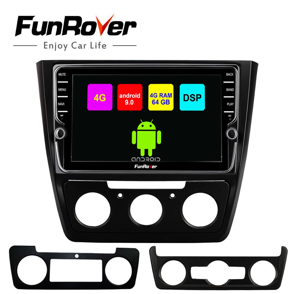 Funrover Восьмиядерный android 9 0 2 din Автомобильный Радио dvd плеер для Skoda Yeti 2014 2017 gps