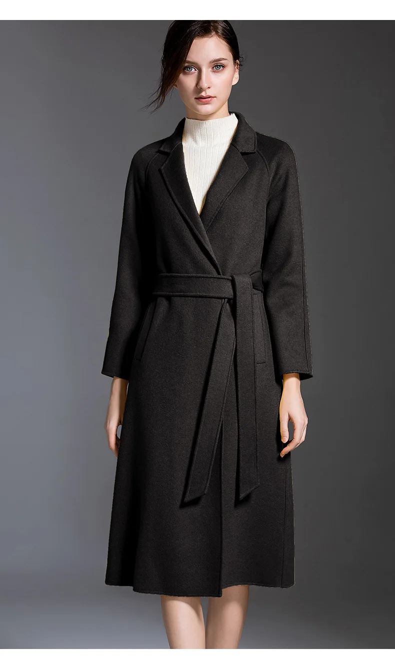 Autumn Winter Fashion New Plus size Yellow Double-sided cashmere Coat Women Office Long Overcoat High quality slim Woolen Coat