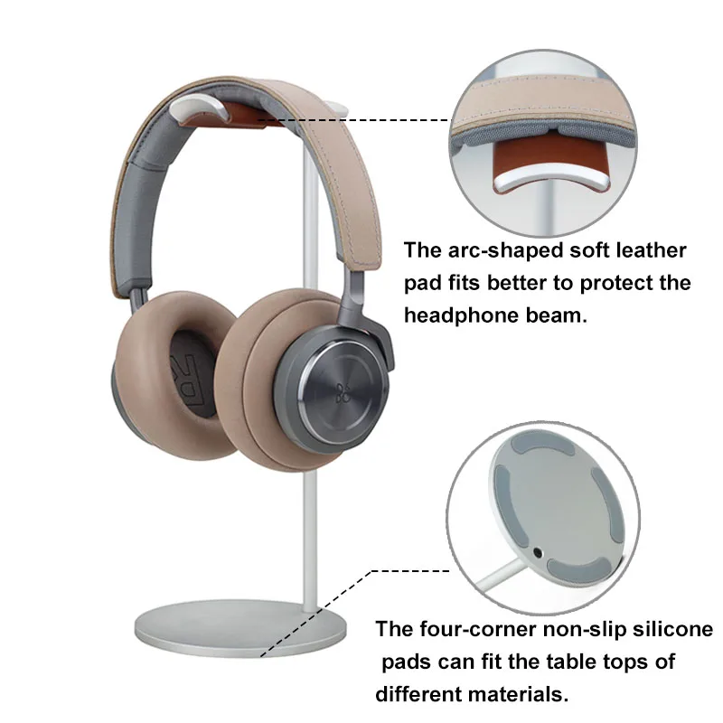 Curved Aluminum Headphone Stand Rack Sturdy Metal Gaming Headset Earphone Holder Hanger with Solid Base for Table Desk Display