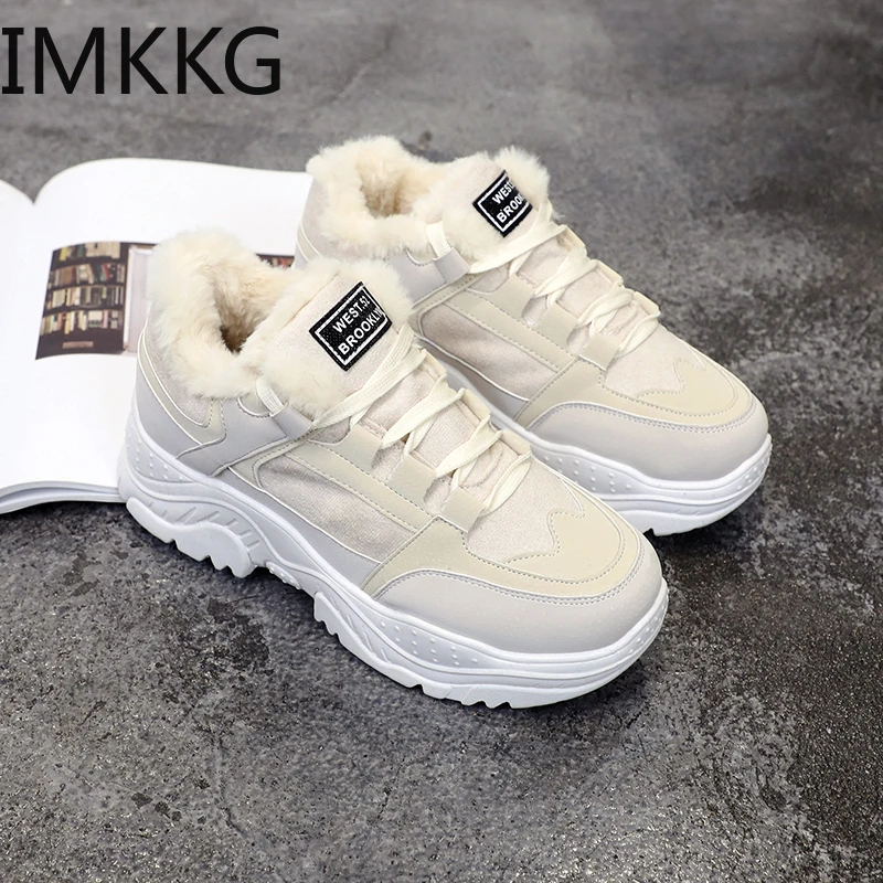 Женская Теплая обувь на платформе Повседневные Плюшевые кроссовки из