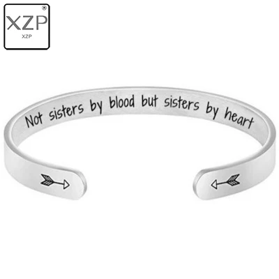 XZP лучшие друзья Цитата браслеты на запястье браслет дружбы не сестры крови, но сестры сердце ювелирные изделия для женщин и мужчин - Окраска металла: Sister Silver