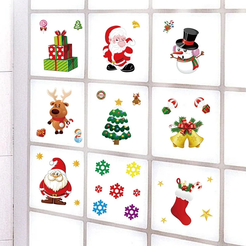 Съемные рождественские наклейки на окна, Санта-Клаус, Рождественское украшение для дома, Рождественский Декор, с рождеством, нового года