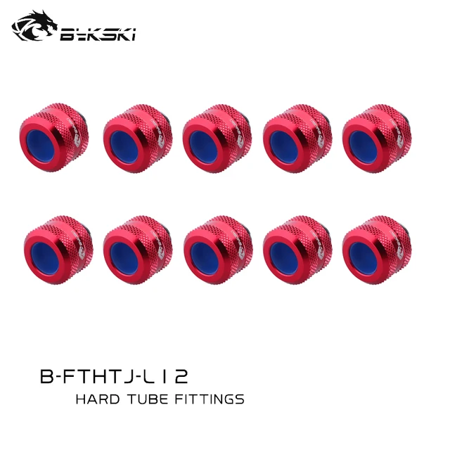 10pcs Bykski 8x12MM Hard Tube Hand Compression Fittings Anti Off ,Black,Red,White,Gold,Silver,Blue,G1/4 