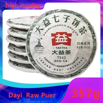 

China MengHai Dayi Classic 7542 Raw Pu'er tea357g Pacesetter of Chinese Shen Pur-erhTea 2010 year Organic Lose Weight HealthTea