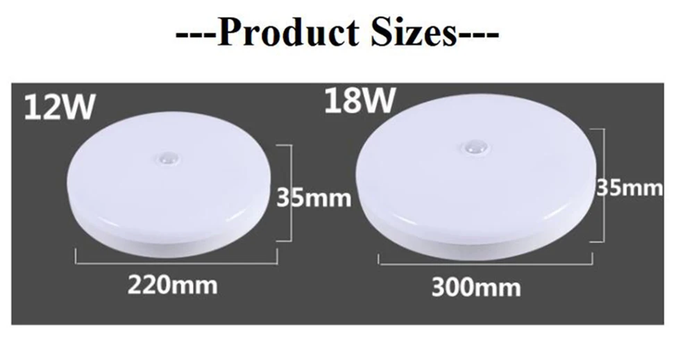 Светодиодный потолочный светильник с датчиком движения BECOSAT, 12 Вт, 18 Вт, светодиодный светильник 110 В, 220 В, умный светильник с датчиком движения, современный светодиодный потолочный светильник