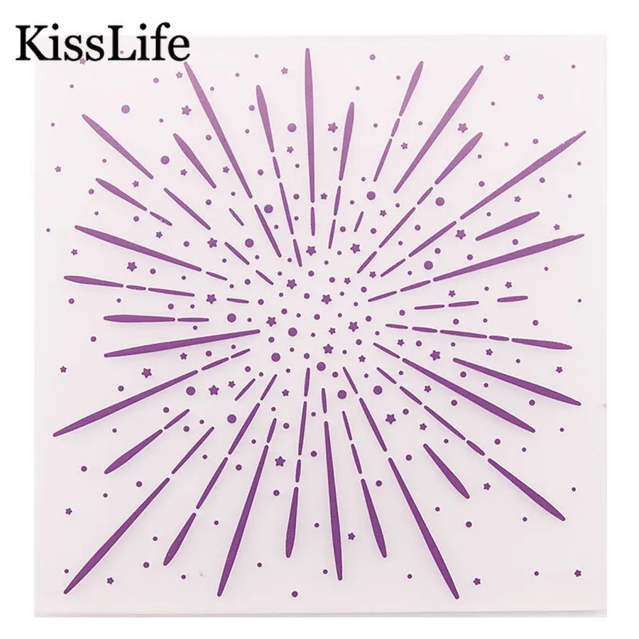 

2019 New Beautiful Fireworks Line Plastic Template Embossing Folders for Scrapbooking Card Making Christmas Album Decors
