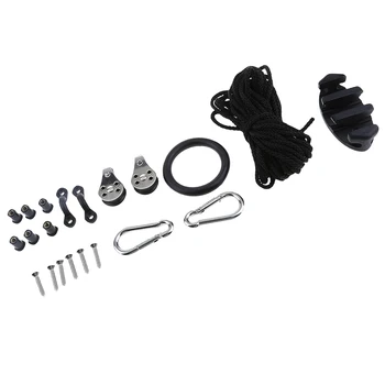 

Kayak Canoes Anchor Trolley Kit System w/Pulleys Pad Eye Cleats Ring 28.87 Feet of Rope