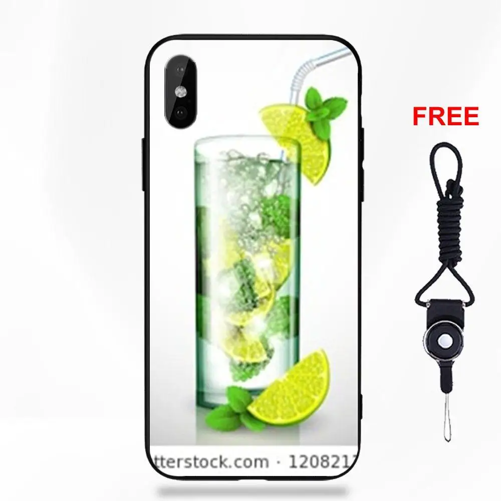 as picture Для Apple iPhone 5 5C 5S SE 6 6S 7 8 Plus X XS Max XR печать рисунок мягкий ТПУ оправа закаленное стекло фрукт Лайм зеленый лимон - Цвет: as picture