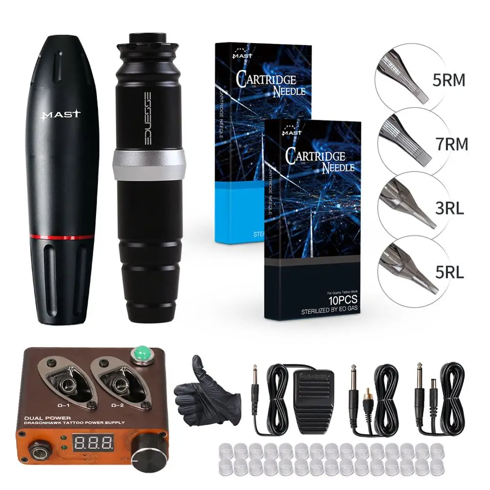 

Permanent Makeup Machine Kit Double Pen Set Rotary Motor Mix Size Cartridge Needles Set LCD Mini Power