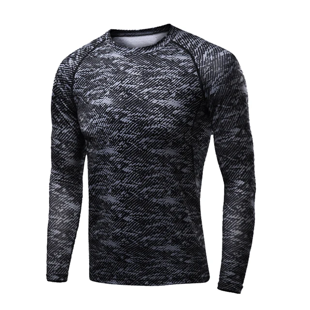 Men Compression Running T Shirt Fitness Tight Long Sleeve Sport tshirt Training Jogging Shirts Gym Sportswear Quick Dry rashgard L-07