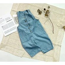 Летний детский комбинезон, детские комбинезоны для девочек и мальчиков, джинсовые комбинезоны, винтажная Корейская повседневная одежда