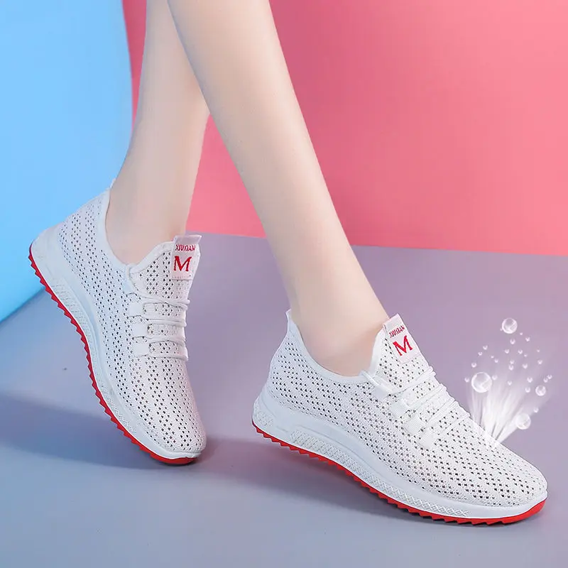 

Summer Elevator WOMEN'S Shoes Mesh Shoes Women's Punched Sheet Surface Athletic Shoes Students Versatile White Casual Shoes