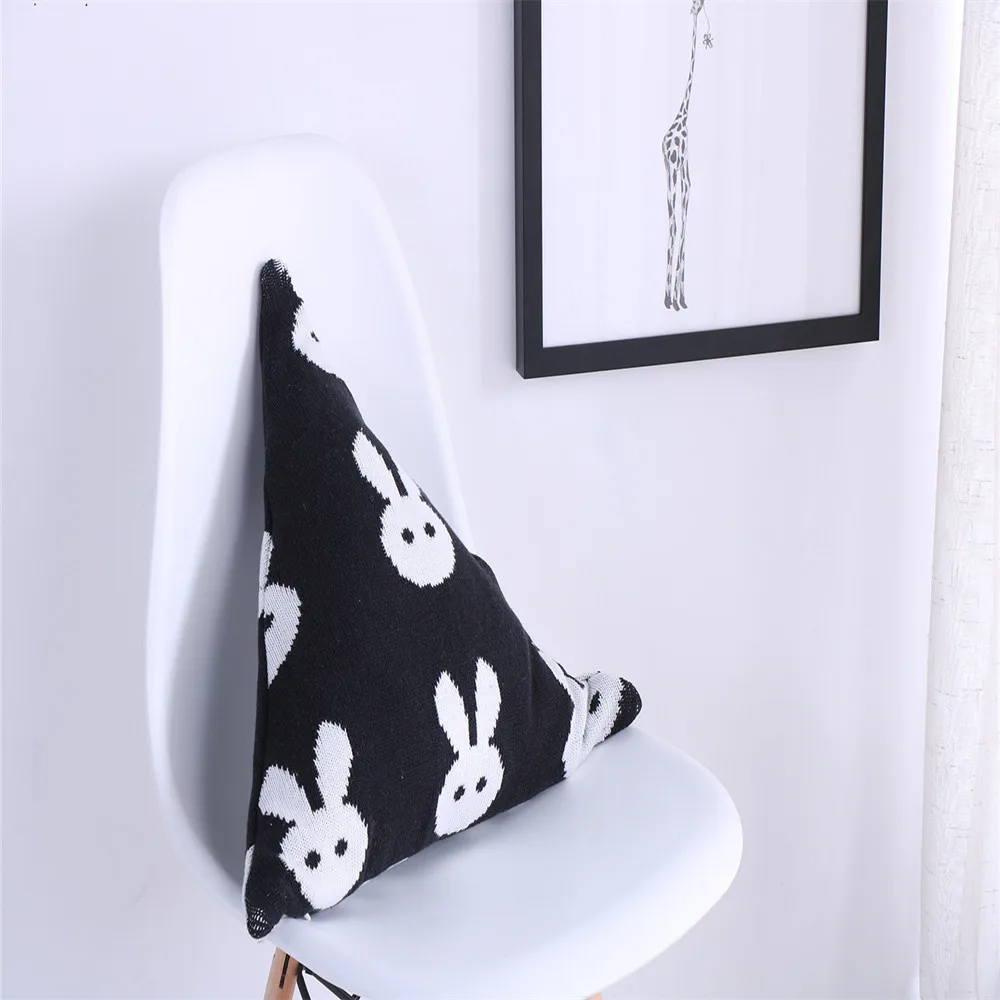 Cotton Canvas Pillow Cartoon Pattern Backrest Back Cushion Bed Cushion Sofa Removable Waist Pillow