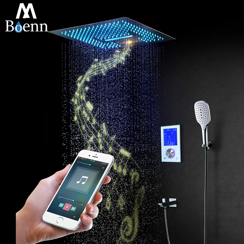 Умная душевая панель M Boenn Скрытый кран Bluetooth музыкальные лейки Водопад Душевые