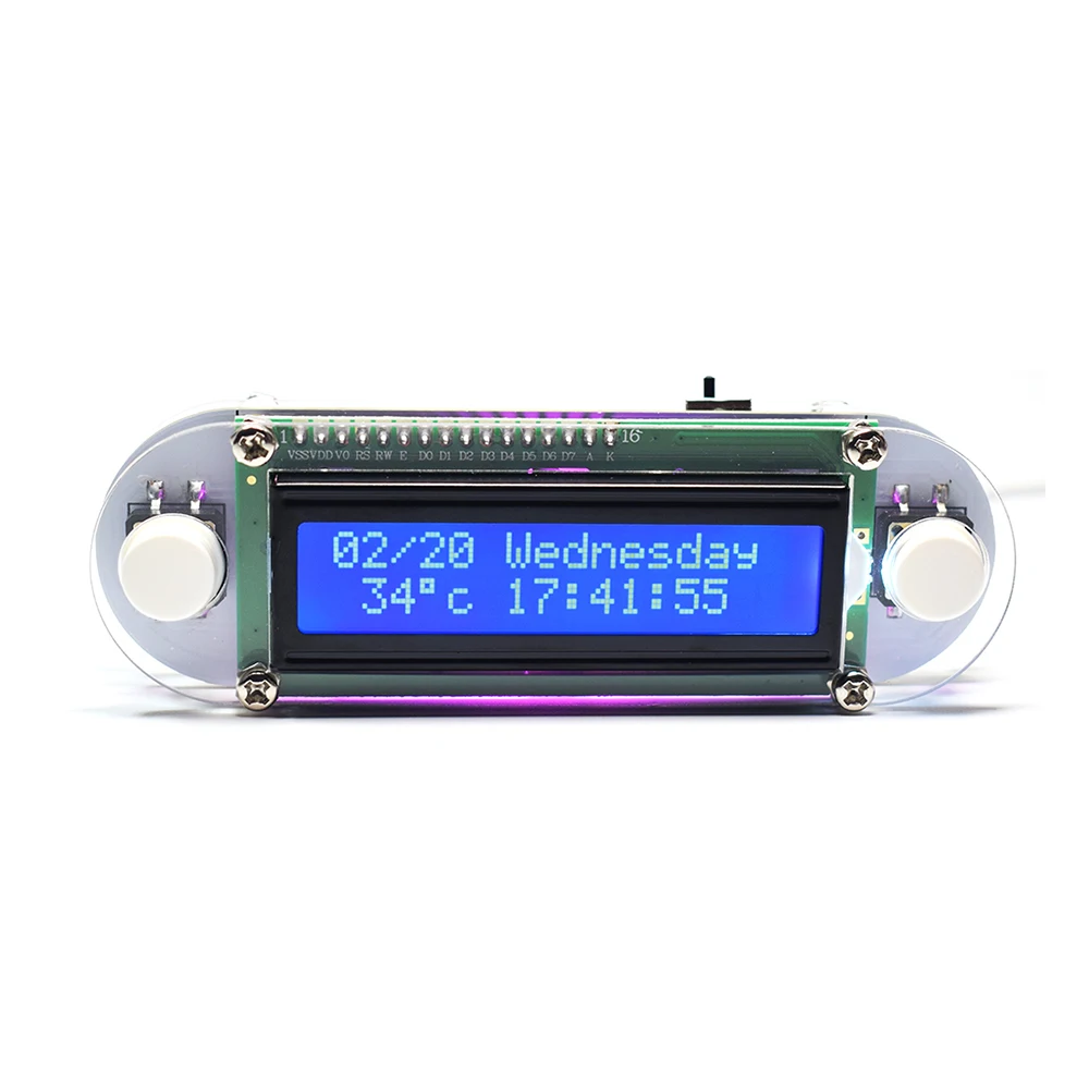 LCD1602 часы с вибрацией DIY Kit эффект свечей DIY электронные цифровые часы набор с ярко-розовым светодиодный