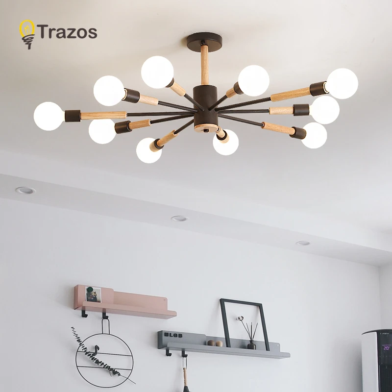 

TRAZOS Nordic Wood Pendant Lamp Kitchen Dining room suspended luminaire indoor home LED tree branch Kids Bedroom light Fixtures