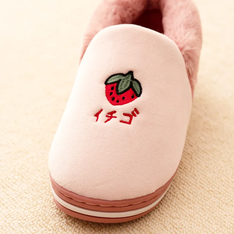 Детская зимняя теплая обувь; Мягкие плюшевые домашние тапочки для родителей и детей; тапочки с рисунком фруктов; домашние тапочки для влюбленных; FM02