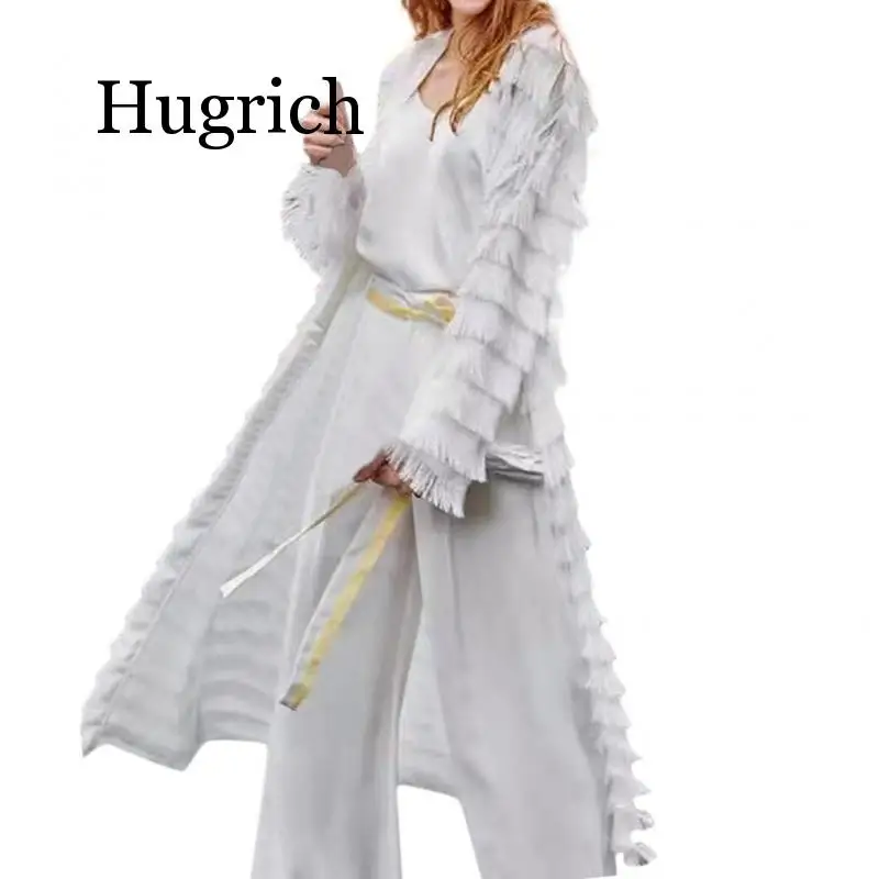 

2020 New Brand Women's Tassel Long Coat Autumn Casual Large Size Winter Trend Coat Female Sweater Ladies Open Feminino