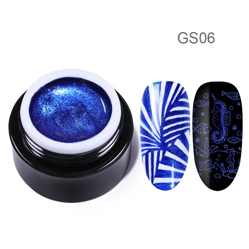 GS06 BORN PRETTY 8 мл блестящий гель для стемпинга ногтей для стемпинга пластин блестящий порошок замочить от ногтей искусство УФ гель разноцветный лак - Цвет: GS06