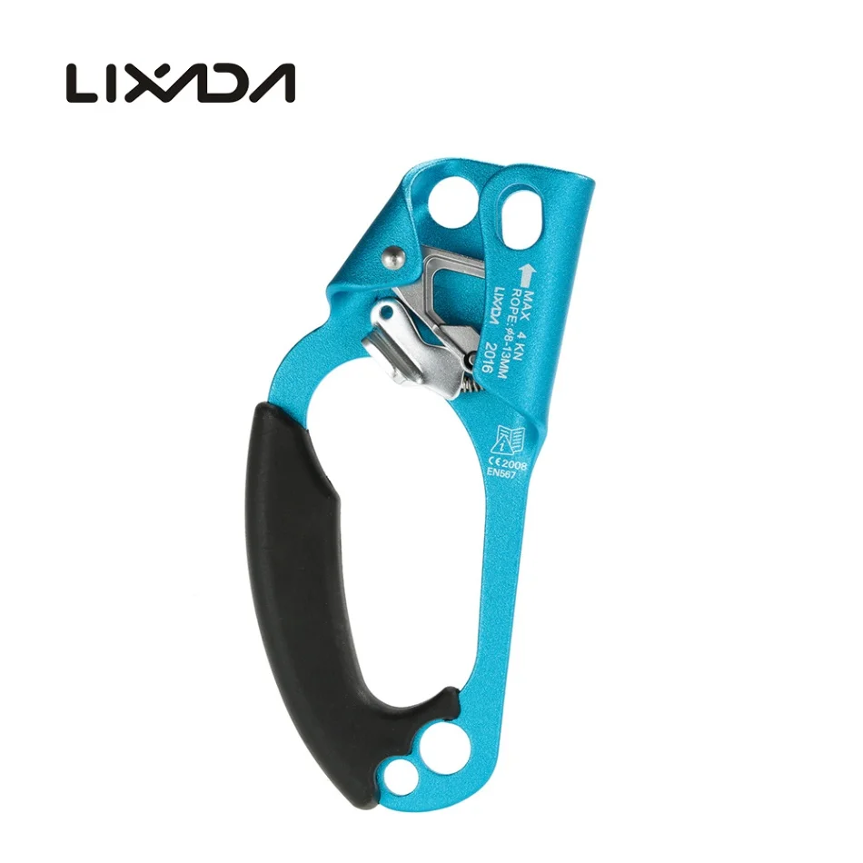 Спорт на открытом воздухе Левый ручной Жумар для 8 мм-13 мм веревки портативный скалолазание спелеменное спасательное оборудование ручные стояки - Цвет: Синий