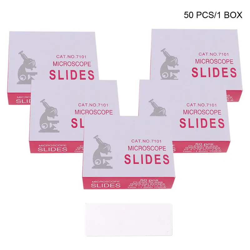 

50 Pcs/1 Set 7101 Polished Edge Microscope Slides for Preparation of Specimen Glass Cover Slips Optical Instruments Microscope