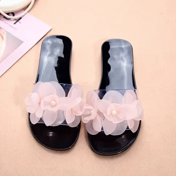 

Slippers Women's Summer Shoes Women Flip Flops Flower Transparent PVC Solf Bottom Non-slip Ladies Shoes Female Sweet 2020 New