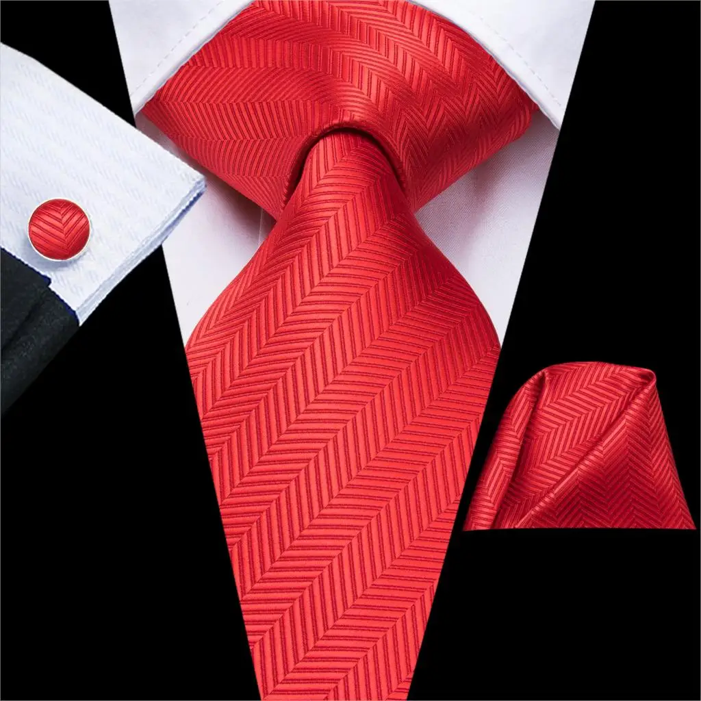 Hi-Tie, набор запонок, рождественские шелковые галстуки для мужчин, подарки для мужчин, красные жаккардовые галстуки с принтом, вечерние галстуки, большие галстуки