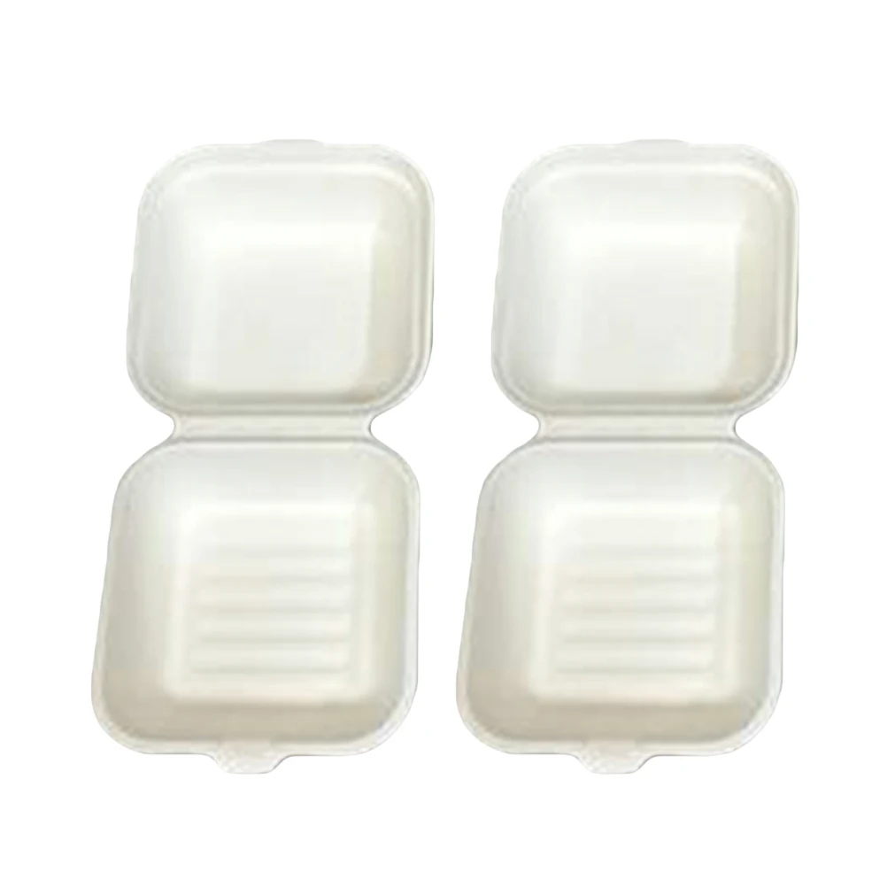 

50 Pcs Disposable Pulp Packing Boxes High Grade Take Out Boxes Fruit Boxes Hamburger Carry Out Containers - 15x15x8cm (White)