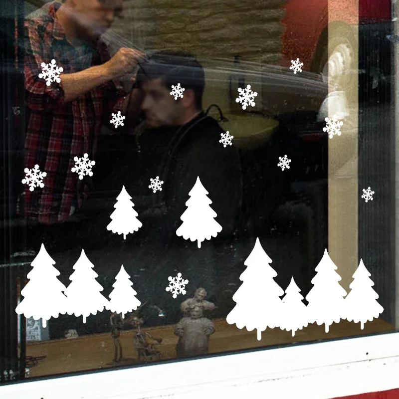 Рождественские настенные наклейки на окна, стекло, праздничная наклейка, Рождественская елка, снежинка, фотообои с изображением Луны, рождественские украшения для дома, Новинка