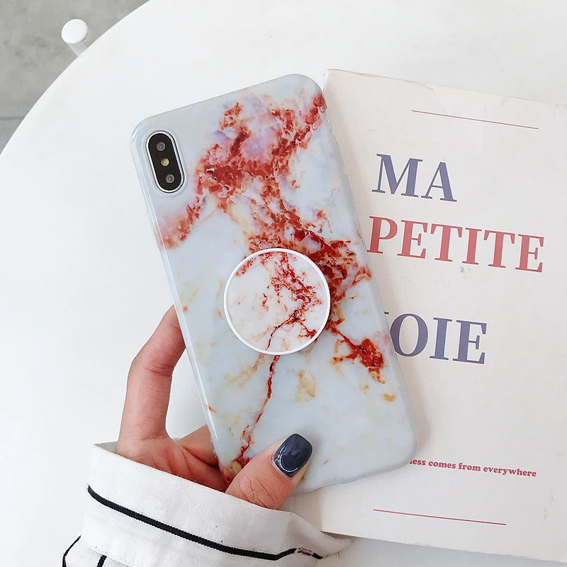 4 Для iPhone 11 Pro Max X XS XR XS MAX 6S 6 7 8 Plus Мягкий мраморный Ультратонкий силиконовый чехол из ТПУ с подставкой для телефона - Цвет: 4