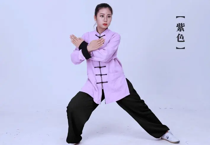 Tai Chi одежда утренний спортивный костюм Единоборства хлопок белье для выступлений практичные с длинными рукавами Tai Chiquan одежда - Цвет: female purple