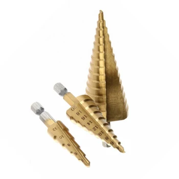 

4-12/20/32mm Large HSS Steel Steps Cone Drill Titanium Bit Hole Cutter 3pcs Kit